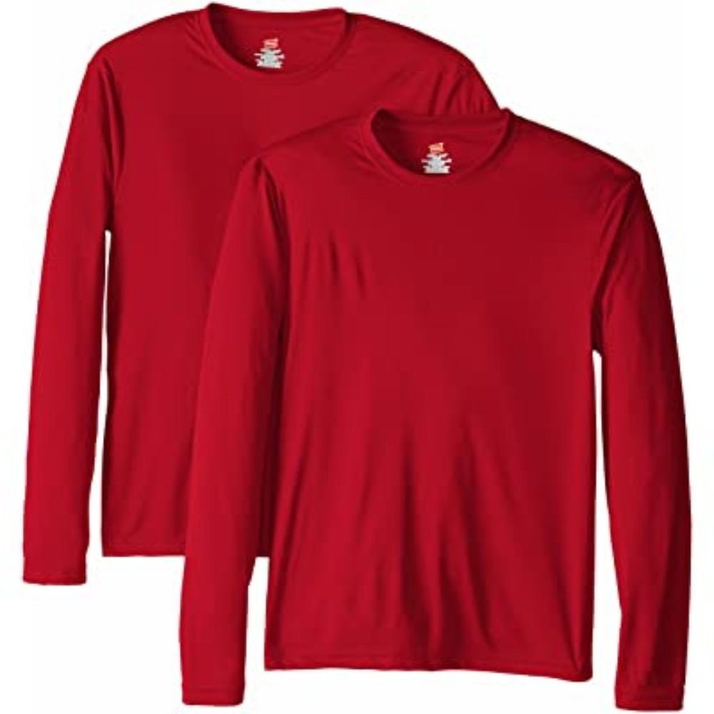 Hanes Men's Long Sleeve Cool Dri T-Shirt 2 pack